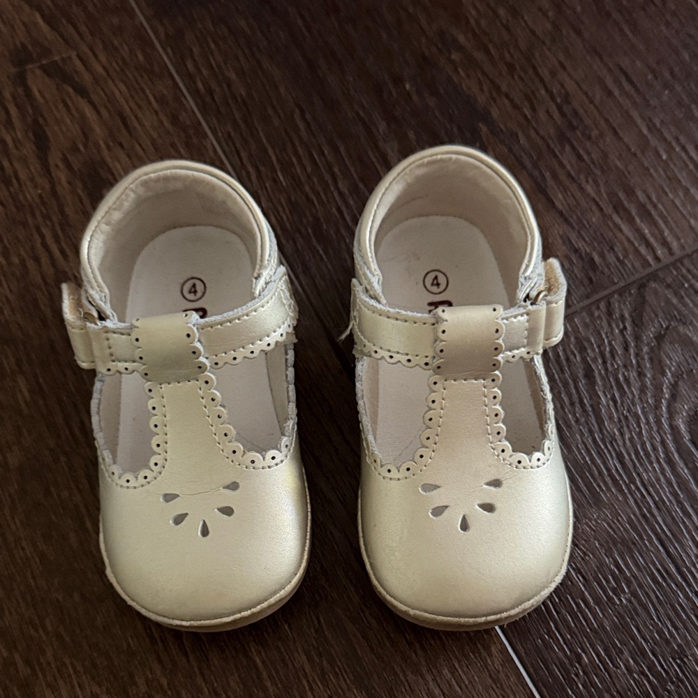 Angel Metallic Gold T-Strap Mary Jane Kids Dress Shoes